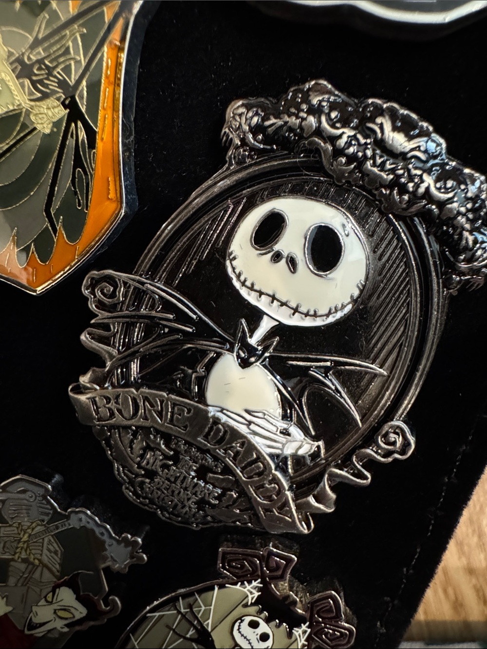 Disney Jack Skellington Bone Daddy Black and White Enamel Pin